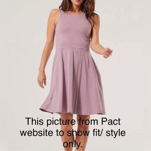 🌈 Pact Organic Cotton Rainbow/ Candystripe Fit & Flare Tank Dress Sz Small EUC